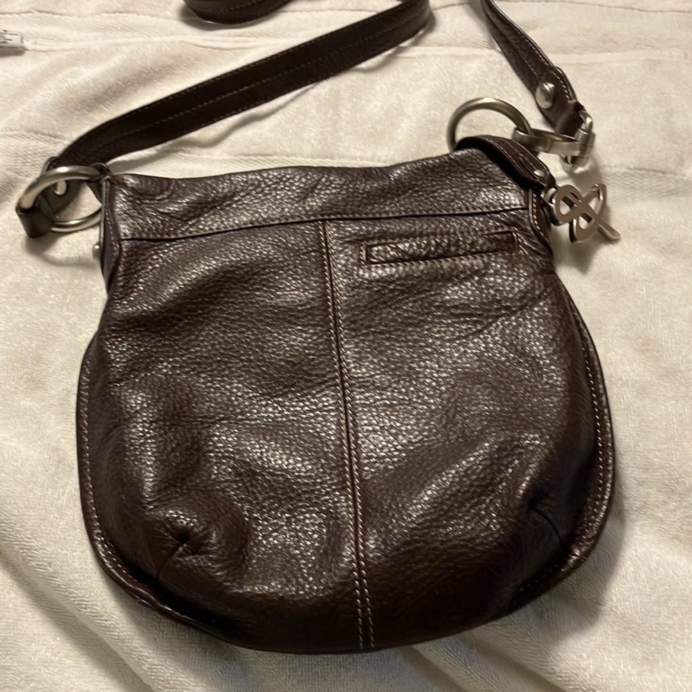 Dark Brown Leather Crossbody Bag with Front Buckle - Picture 3 of 8